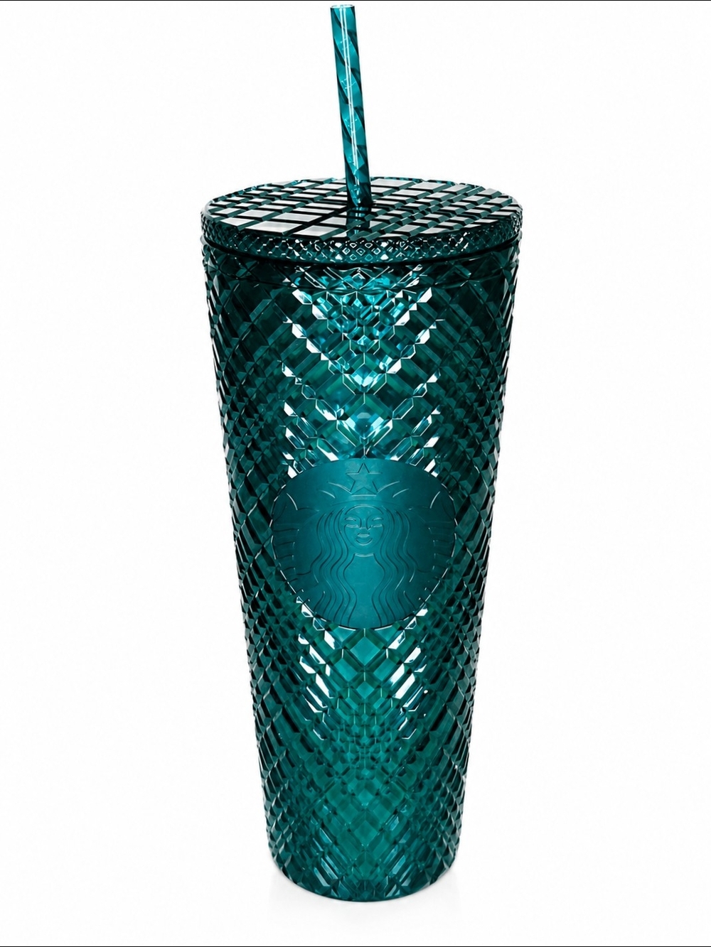 Starbucks Tumbler Emerald Teal Green Crystal Siren Cold Cup Holiday 2021 24 oz